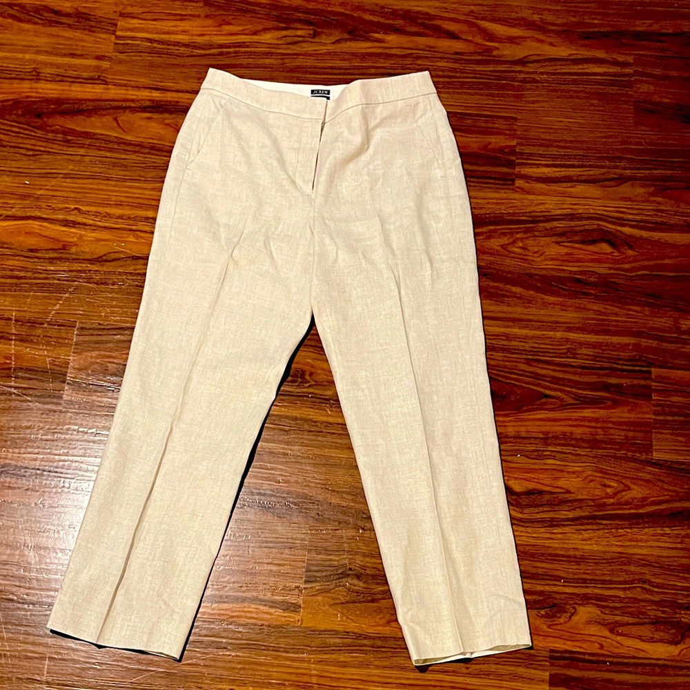 Sand stretch linen blend Kate J Crew suit pants